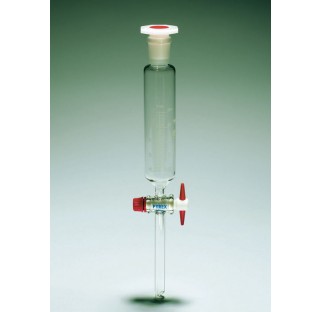 Ampoule de coulee simple 1000 ml rodage 29/32 bouche robinet PTFE voie de 4 mm avec bouchon plastiqu