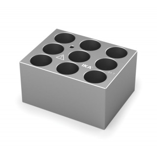 Block pour fioles 21 mm 9 trous , diametre des trous 21,7 mm profondeur des trous 45 mm , dimensions