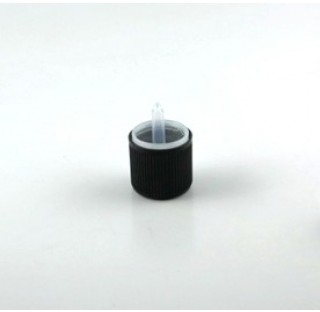 Capsule DIN 18 compte goutte Childproof, inviolable en polyethylene noir , pour huiles peu visqueuse