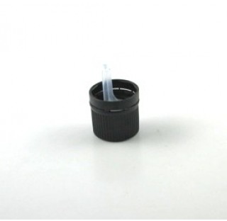 Capsule DIN 18 compte goutte inviolable en polyethylene noir , insert 1426, pour huiles peu visqueus