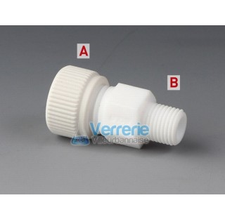 Connecteur PTFE pour tuyau diam int 12 mm avec pas de vis male G 1/2 Temp. Max. de -200 a +250 degre