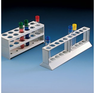 Porte-tubes a essais 10 postes d.18mm 250x60x74mm 2 etageres en polypropylene autoclavable plastique
