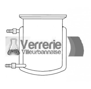 Reacteur verre thermostate fond rond avec entree et sortie d'eau syteme a vis avec olive plastique G