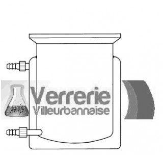 Reacteur verre thermostate fond plat externe et fond rond interne entree et sortie d'eau systeme a v