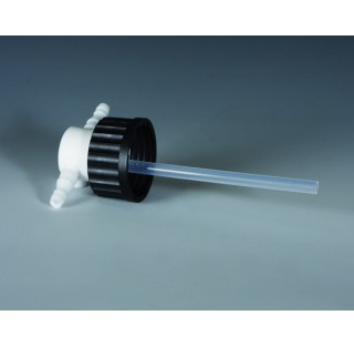 Bouchon pour piege a vide GL45 avec connection diametre 9-12 mm diametre interne 6 mm en PTFE et PPS