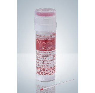 Micro tubes hematocrites capillaire diam. ext.1,3 - 1,4 mm 60UL jetable code couleur rouge DIN EN IS