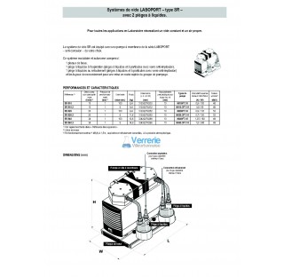 Systeme de vide modulaires LABOPORT type SR  Debit a pression atmospherique : 10 L / min , pression 