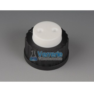 Distributor cap for bottle, PTFE thread GL45 with 4 connections 4 X UNF1/4 28G for tubing ID 0,8 mm 