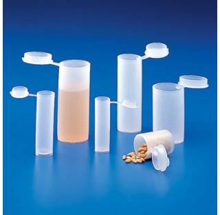Sample vial , polyethylene capacity 2,5 ml diameter 14 mm height 31,5mm thickness 0,83 mm weight 1,5